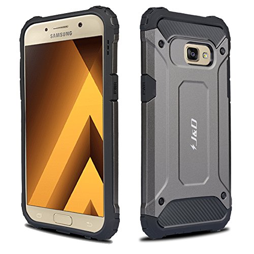 J&D Compatible para Galaxy A5 2017 Funda, [Armadura Delgada] [Doble Capa] [Protección Pesada] Híbrida Resistente Funda Protectora y Robusta para Samsung Galaxy A5 (Release in 2017) - Metálicos Negro