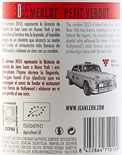 Jean Leon 3055 Merlot, Vino Tinto Ecológico - 3 botellas de 75 cl, Total: 2250 ml