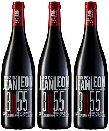 Jean Leon 3055 Merlot, Vino Tinto Ecológico - 3 botellas de 75 cl, Total: 2250 ml