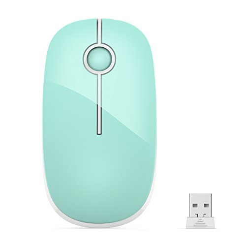 Jelly Comb Ratón Inalámbrico de 2,4 GHz con Receptor Nano para Ordenador Portátil/Macbook/Tableta, Preciso y Silencioso (Aqua Azul e Blanco)