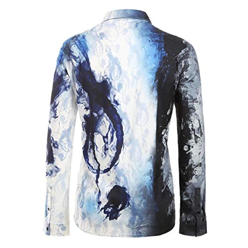 jfhrfged - Camisa de Manga Larga para Hombre de otoño con impresión de música Soft Slim Fit Tops, Bianco, X-Large