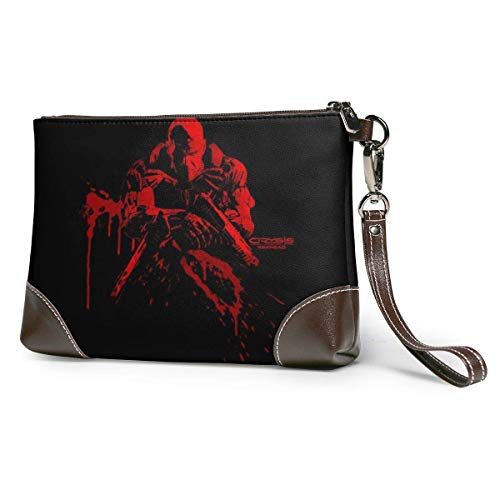 JHGFG Game Crysis Leather Coach Corner Zip Wrist 'of Man Leather Wristlet Clutch Wallet para Mujer, Billetera para Smartphone Monedero Signature Wallett
