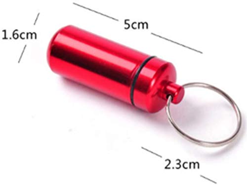 JIAFENG Stash pequeño Caso con Soporte Llavero frío de Aluminio Llavero tablillas vitaminas Impermeables tabletas píldoras portátiles analgésico píldora aspirina y Rosa,Rojo