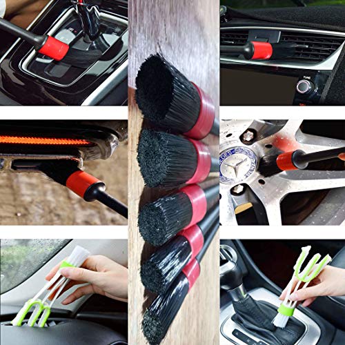 JiaHome-cepillos de Limpieza para Detalles de automóviles(6pack), Pincel Limpieza de Detalles con Tamaños Diferentes parael Interior y Exterior de Coche, Motor, Ventilación de Aire