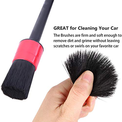 JiaHome-cepillos de Limpieza para Detalles de automóviles(6pack), Pincel Limpieza de Detalles con Tamaños Diferentes parael Interior y Exterior de Coche, Motor, Ventilación de Aire