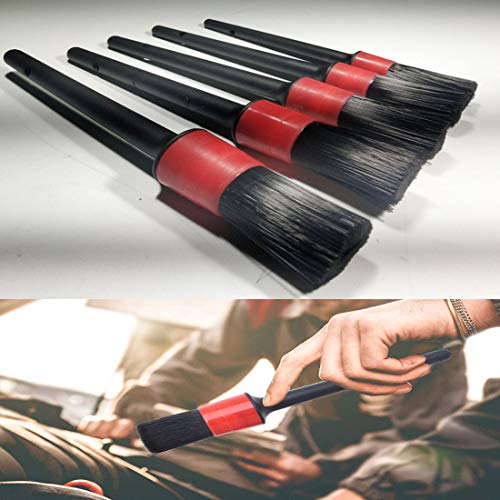 JiaHome-cepillos de Limpieza para Detalles de automóviles(6pack), Pincel Limpieza de Detalles con Tamaños Diferentes parael Interior y Exterior de Coche, Motor, Ventilación de Aire