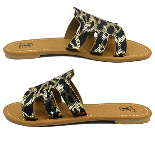 JIAJIALE Sandalias Niña Mujer Verano 2020 Cuña Planas Ortopedicas Calzado para Comodas Playa Biomecanics Zapatos Mules Mujer Romanas Zuecos Oro Negro Talla 38