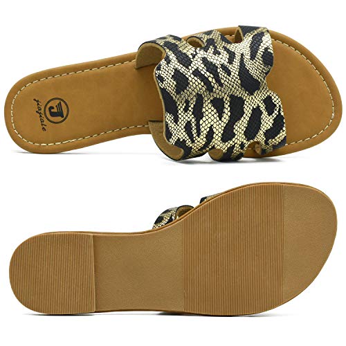 JIAJIALE Sandalias Niña Mujer Verano 2020 Cuña Planas Ortopedicas Calzado para Comodas Playa Biomecanics Zapatos Mules Mujer Romanas Zuecos Oro Negro Talla 38