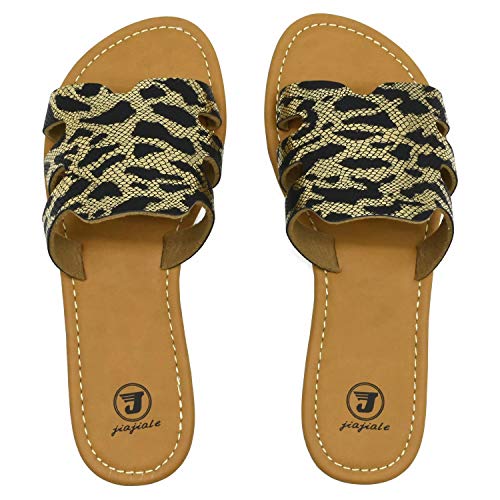 JIAJIALE Sandalias Niña Mujer Verano 2020 Cuña Planas Ortopedicas Calzado para Comodas Playa Biomecanics Zapatos Mules Mujer Romanas Zuecos Oro Negro Talla 38