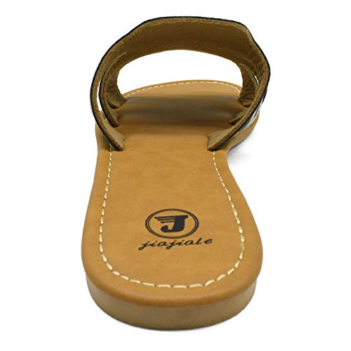 JIAJIALE Sandalias Niña Mujer Verano 2020 Cuña Planas Ortopedicas Calzado para Comodas Playa Biomecanics Zapatos Mules Mujer Romanas Zuecos Oro Negro Talla 38