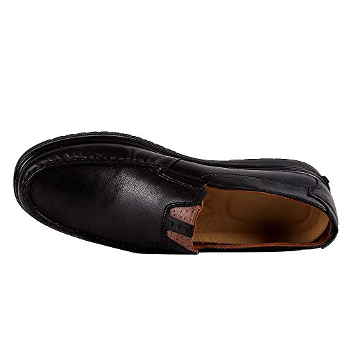 JiaMeng Zapatos de Cuero Casual de los Hombres Zapatos Planos con Cordones Hombre La última Moda de Negocios Transpirable Suave Inferior Zapatos Casuales(Negro,EU41=CN42)