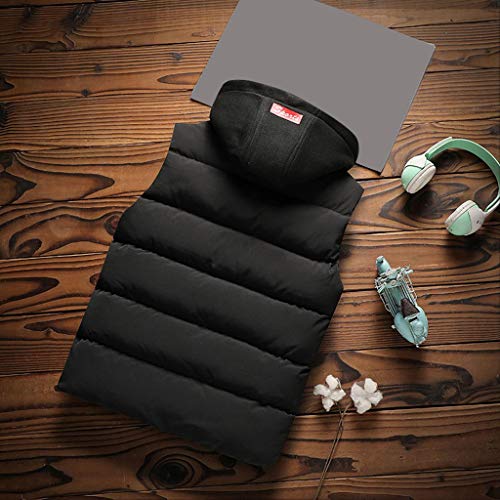 JiaMeng-ZI Chaquetas para Hombre Color SóLido Chaqueta Plumas Chalecos sin Mangas Sudaderas con Capucha Otoño Invierno Windproof Impermeables Chaqueta Acolchada Ropa de Moda