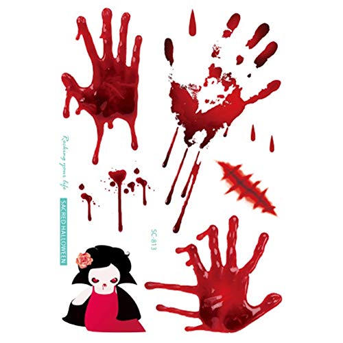 JIAXIAOYAN 21 Estilos impermeable Brazo tatuaje temporal etiqueta fiesta de Halloween Horror Puntales herida vestir cicatriz de la sangre hacia arriba del cuerpo del tatuaje , De la mano del cuello de