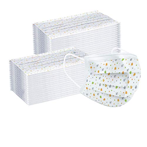 JIekyoi 50PCS Desechable ??????????? Facial Cubierta, 3 Capas, Impresión de Huevo de Dinosaurio, Protege Boca Y Nariz, Evita El Contacto De Polvo Y Transmisión, Limpia/Niños Niñas
