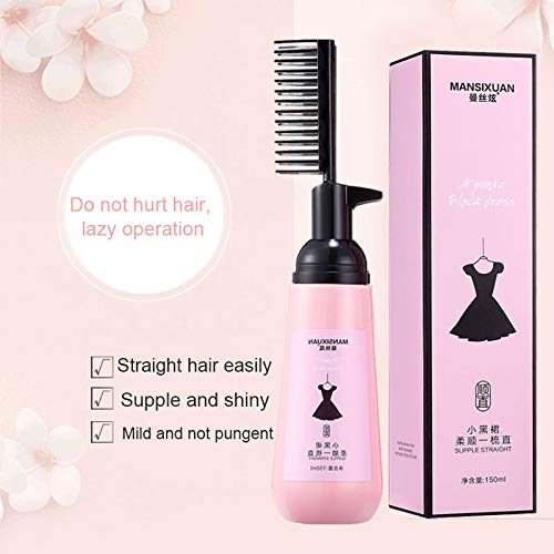 jieyun - Plancha de pelo con peine integrado, alisa el cabello en 3 segundos, tratamiento de proteínas y suavizado profesional, presiona el peine para usar
