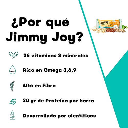 Jimmy Joy Caramel Seasalt Plenny Bar, 24 Barras x 400 kcal, Sustituto de Comida, Nutrición Completa 26 Vitaminas y Minerales, 20gr Proteína, Vegano, Sin Lactosa, Sin OGM