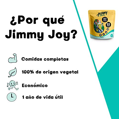 Jimmy Joy Plátano Plenny Shake, 5 Bolsas x 4.000 kcal, Sustituto de Comida, Nutrición Completa 26 Vitaminas y Minerales, 20gr Proteína, Vegano, Sin Lactosa, Sin OGM