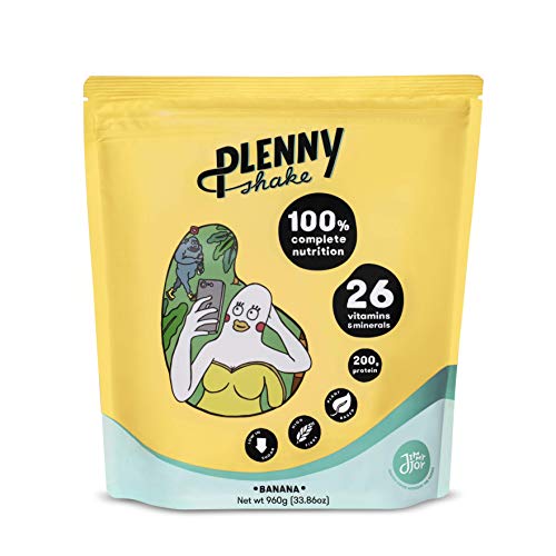 Jimmy Joy Plátano Plenny Shake, 5 Bolsas x 4.000 kcal, Sustituto de Comida, Nutrición Completa 26 Vitaminas y Minerales, 20gr Proteína, Vegano, Sin Lactosa, Sin OGM