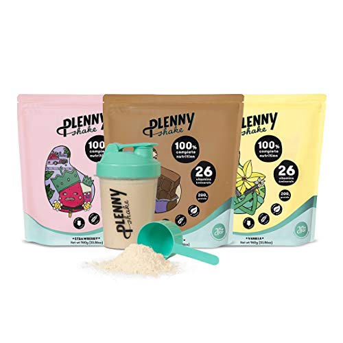 Jimmy Joy Starter Pack, 3 Bolsas x 4.000 kcal,1 Agitador de 600ml, Sustituto de Comida, 20gr Proteína, Vegano, Sin Lactosa, Sin OGM