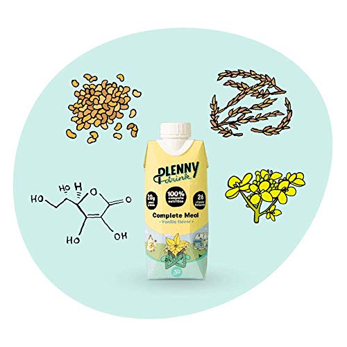Jimmy Joy Vainilla Plenny Drink, 16 Botellas x 330ml, 400 kcal por Botella, Sustituto de Comida, Nutrición Completa 26 Vitaminas y Minerales, 20gr Proteína, Vegano, Sin Lactosa, Sin OGM