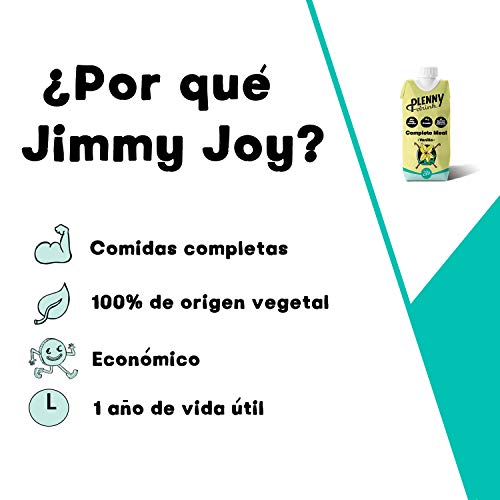 Jimmy Joy Vainilla Plenny Drink, 16 Botellas x 330ml, 400 kcal por Botella, Sustituto de Comida, Nutrición Completa 26 Vitaminas y Minerales, 20gr Proteína, Vegano, Sin Lactosa, Sin OGM