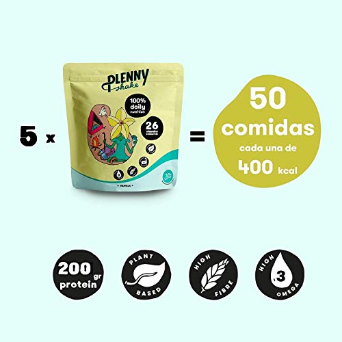 Jimmy Joy Vainilla Plenny Shake, 5 Bolsas x 4.000 kcal, Sustituto de Comida, Nutrición Completa 26 Vitaminas y Minerales, 20gr Proteína, Vegano, Sin Lactosa, Sin OGM