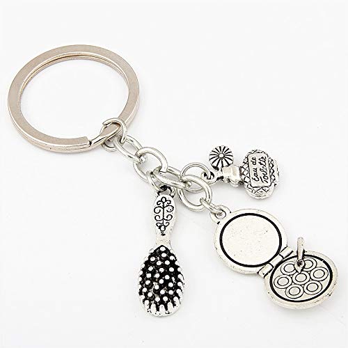JINGRU 1 unid Chica Perfume Peine encantos señora Maquillaje corazón Llavero Anillo Llavero Llavero Regalo Favorito Llavero