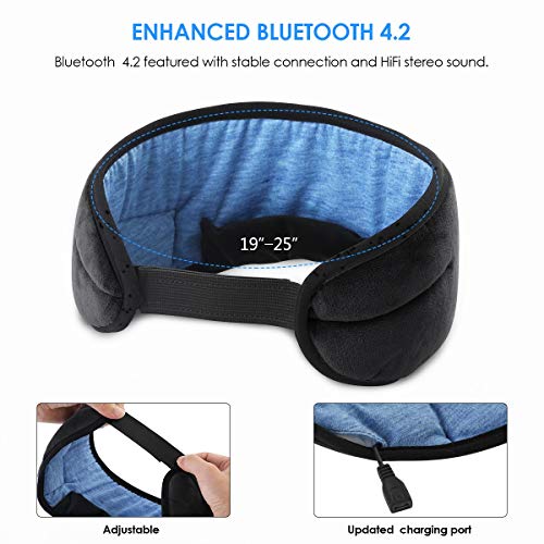 Jinxuny Bluetooth Sleeping Eye Mask Auriculares Sleeping Travel Música Eye Cover Wireless Lavable Sleep Mask Máscara de Ojo Ultra Cómoda con Auricular para Hombre Mujer Durmiendo (Color : Black)