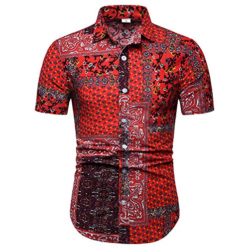 Jinyuan Camisa De Flores De Verano para Hombres Camisa Delgada De Manga Corta Estampada Ropa Hawaiana para Hombres Camisa Floral Informal para Hombres M-5XL