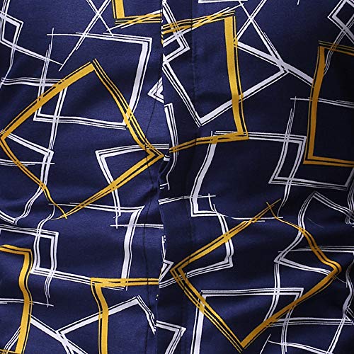 Jinyuan Camisa De Hombre De Moda De Verano Camisa Floral Delgada De Manga Corta Tendencia De Moda De Hombre Camisa Floral Hawaiana Casual De Hombre De Gran TamañO Dorado XL