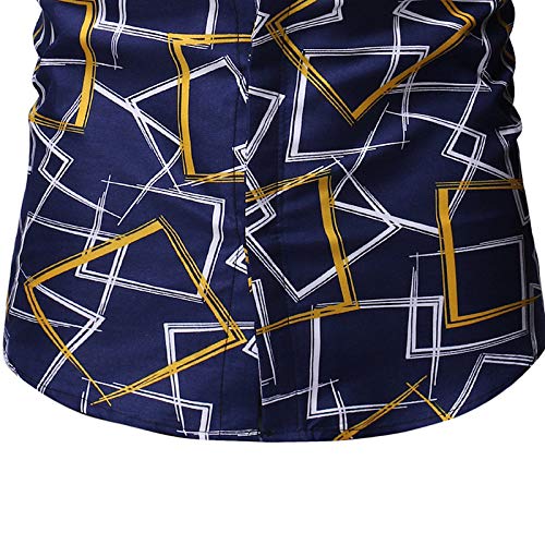 Jinyuan Camisa De Hombre De Moda De Verano Camisa Floral Delgada De Manga Corta Tendencia De Moda De Hombre Camisa Floral Hawaiana Casual De Hombre De Gran TamañO Dorado XL