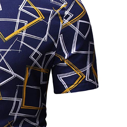 Jinyuan Camisa De Hombre De Moda De Verano Camisa Floral Delgada De Manga Corta Tendencia De Moda De Hombre Camisa Floral Hawaiana Casual De Hombre De Gran TamañO Dorado XL