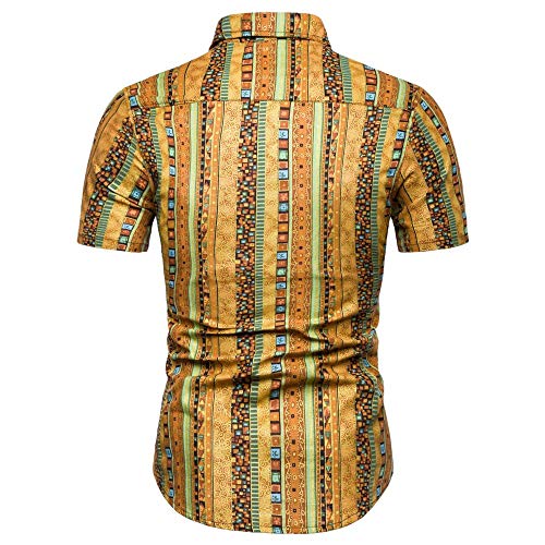 Jinyuan Camisa Hawaiana De Playa De Verano para Hombres 2020 Marca De Manga Corta Camisa Floral De Gran TamañO Ropa Casual De Vacaciones para Hombres Amarillo 4XL