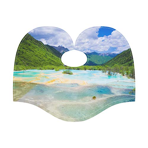 JIUCHUAN Pasamontañas Protección Facial para Hombres Mujeres Capucha para el Sol Fantástico Lago Montañas boscosas Huanglong Consiste Gorros Suave y Ligero Deportes al Aire Libre Ciclismo Sombrero