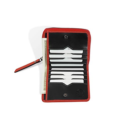 JIVANER Cartera Monedero Mujer pequeña de Piel con Bloqueo RFID - Billetera, Tarjetero y Cremallera para Monedas - De Cuero auténtico Suave y diseño Elegante