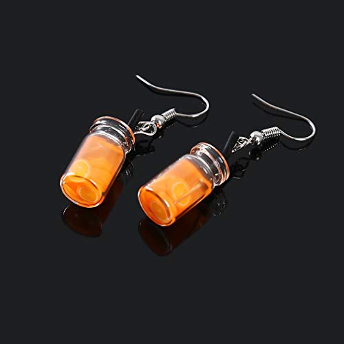 Jixing Fun - Pendientes colgantes con forma de taza de té de fruta, sandía, naranja, uva, kiwi, pendientes de gancho, accesorios de joyería, naranja y naranja