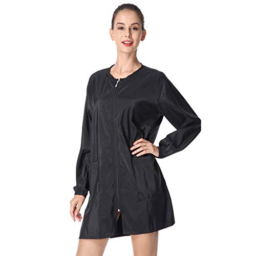 Jiyaru Chaqueta Bata Uniforme de Trabajo de Mangas Largas con Bolsillos para Salón de Belleza Peluqueria, Babero Delantal de Cocina Cocinero Impermeable para Hombre y Mujer #2 XL