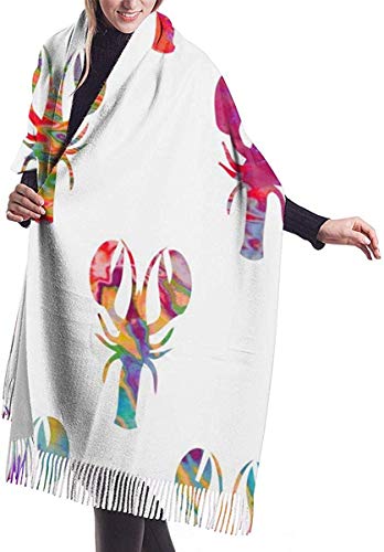 JJsister Bufandas de Mujer,Bufanda Chales para Mujer, Lobsters Seamless Vector Soft Wrap Shawl Tassels Scarves For Women