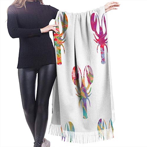JJsister Bufandas de Mujer,Bufanda Chales para Mujer, Lobsters Seamless Vector Soft Wrap Shawl Tassels Scarves For Women