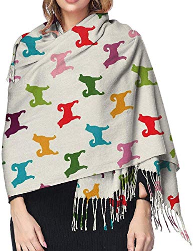 JJsister Bufandas de Mujer,Bufanda Chales para Mujer, Scarf Colorful Dogs Puppy Pattern Cozy Soft Fashion Winter Warm Large Scarf Long Shawl