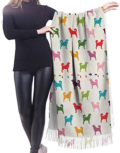 JJsister Bufandas de Mujer,Bufanda Chales para Mujer, Scarf Colorful Dogs Puppy Pattern Cozy Soft Fashion Winter Warm Large Scarf Long Shawl