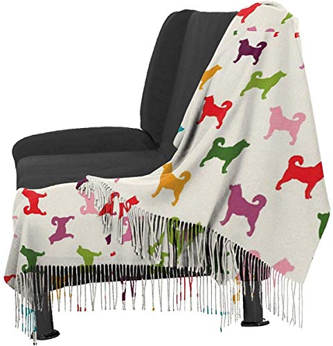 JJsister Bufandas de Mujer,Bufanda Chales para Mujer, Scarf Colorful Dogs Puppy Pattern Cozy Soft Fashion Winter Warm Large Scarf Long Shawl