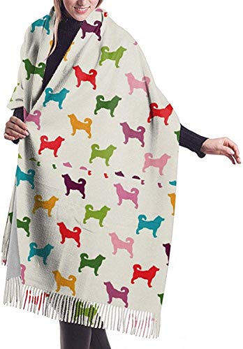 JJsister Bufandas de Mujer,Bufanda Chales para Mujer, Scarf Colorful Dogs Puppy Pattern Cozy Soft Fashion Winter Warm Large Scarf Long Shawl