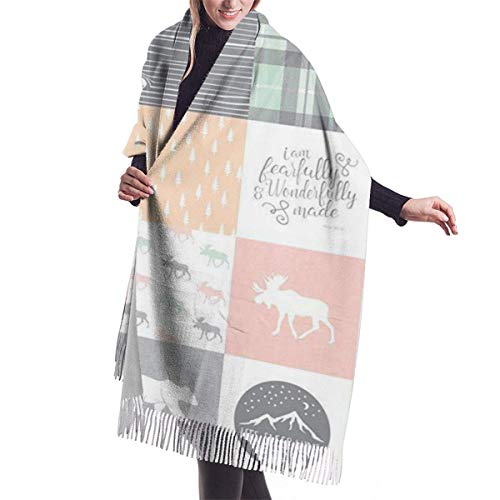 JJsister Bufandas de Mujer,Bufanda Chales para Mujer, Scarf Pink, Mint, Grey, Peach Fearfully Cozy Soft Fashion Winter Warm Large Scarf Long Shawl