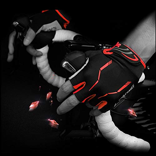 JOGVELO Guantes Ciclismo, Guantes MTB Cortos con 5MM Gel Almohadilla de Bici Verano para Hombre (Rojo, L)