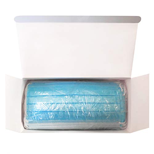 Jolee - Mascarillas desechables de 3 capas (azul), respiradores de 3 capas, filtrados, ideal para pieles sensibles, ajuste cómodo con lazo elástico (paquete de 50)