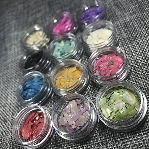 Joligel Concha Nácar Fina para Decoración de Uñas Nail Art de Uñas de Gel y Acrílicas, 12 Colores