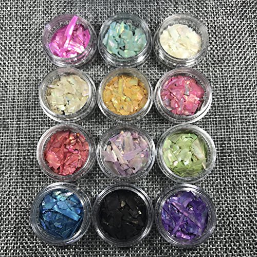 Joligel Concha Nácar Fina para Decoración de Uñas Nail Art de Uñas de Gel y Acrílicas, 12 Colores