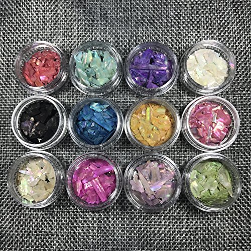 Joligel Concha Nácar Fina para Decoración de Uñas Nail Art de Uñas de Gel y Acrílicas, 12 Colores