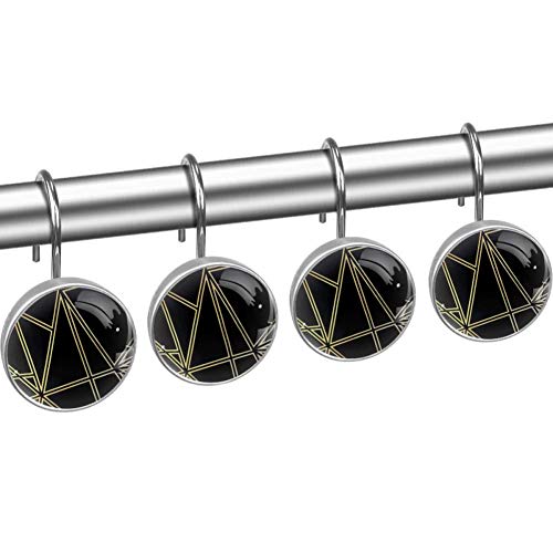 Josid - Juego de 12 ganchos para cortina de ducha, diseño geométrico, de paladio, acero inoxidable, resistente al óxido, para baño, habitación de niños, sala de estar, dormitorio, decoración del hogar